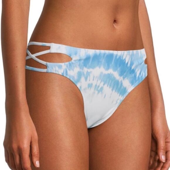 XOXO Junior’s Tie Dye Side Cut Out Bikini Swim Bottoms, Size L, NWT - Picture 1 of 8
